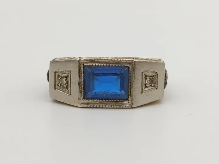 Vintage-Ring aus Gold 18 Karat mit blauem Stein - Bild 3