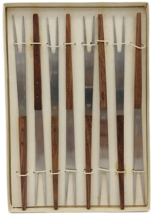 8 Fleischgabeln mit Holzgriff aus Japan. 24,5 cm - Bild 2