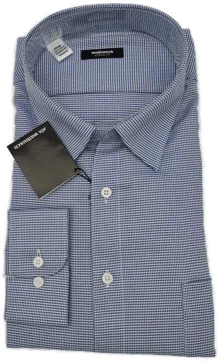 Walbusch Extraglatt Herrenhemd blau, weiß kariert - 47/48 Kragenweite, extralang - comfort fit - Bild 4
