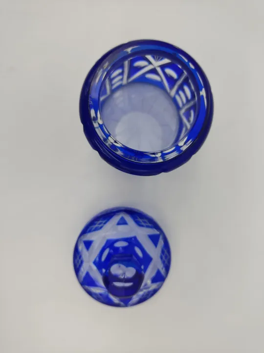 Kristall Zuckerdose in blau - Bild 2