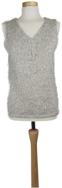 Pullunder Damen Strickoptik V-Ausschnitt grau-beige-silber - M/38 - Bild 1