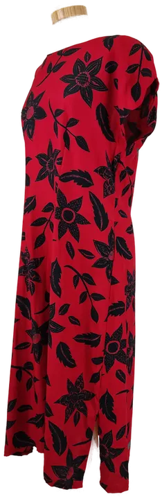 Rotes Damen Kleid mit schwarzem Blumendruck, Gr. L - Bild 2