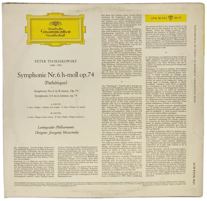 Vinyl LP -  Peter Tschaikowsky - Symphonie Nr. 6, Pathétique - Bild 2