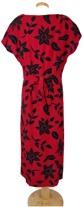 Rotes Damen Kleid mit schwarzem Blumendruck, Gr. L - Bild 3