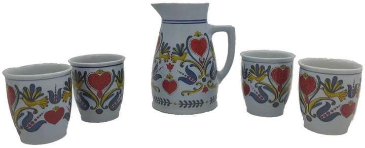 Weingarnitur Keramik-Set (5-teilig) im Folklore-Dekor - Bild 1