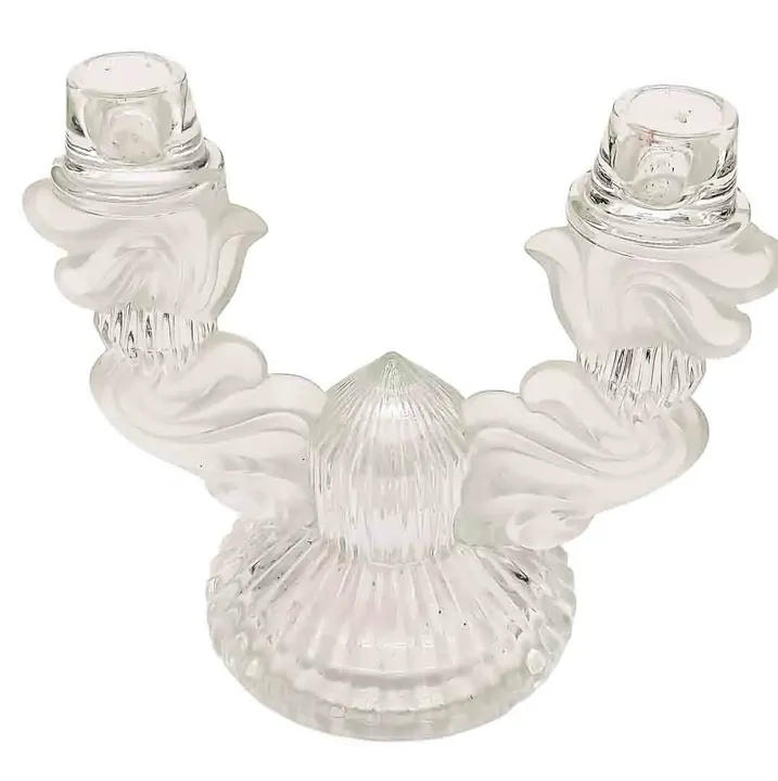 Vintage-Kerzenleuchter aus Glas mit zwei Flammen - Bild 1