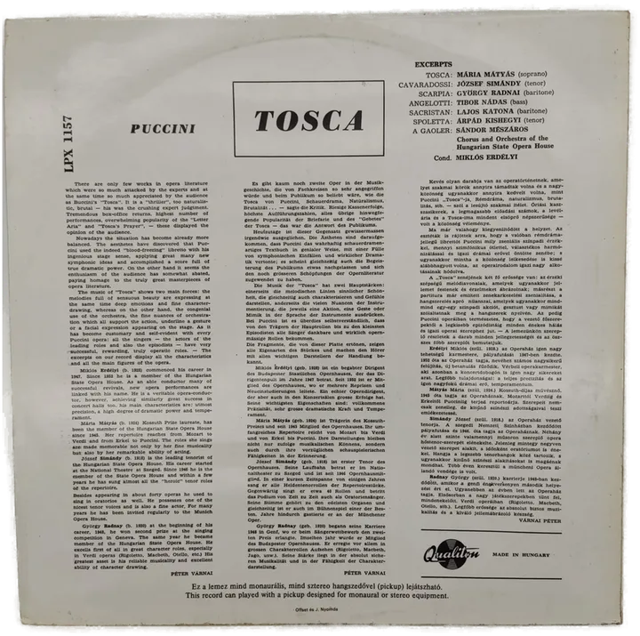 Langspielplatte - Puccini - Tosca Excerpts - Bild 2
