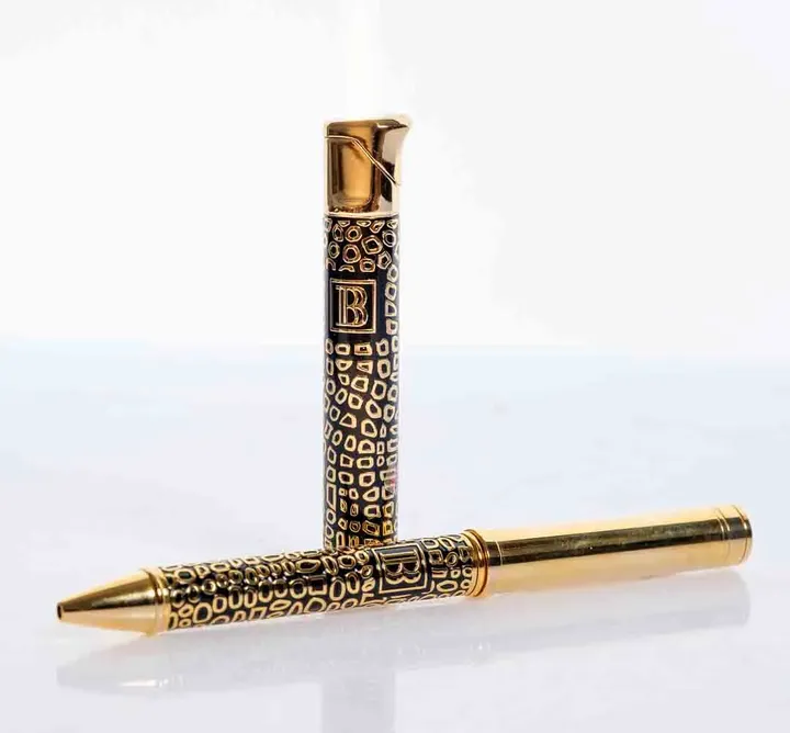 Balmain Paris Kugelschreiber & Feuerzeug Set, gold-schwarz, gemustert - Bild 5