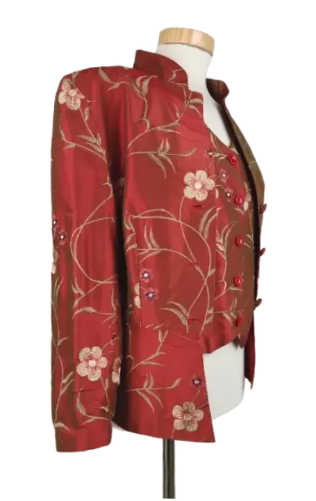 Damen Zweiteiler - Jacke und Weste rot - Gr. 36 - Bild 2