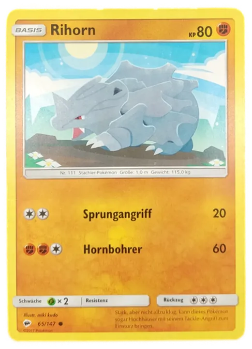 Pokémon Sammelkarte Basis Rihorn - Bild 1