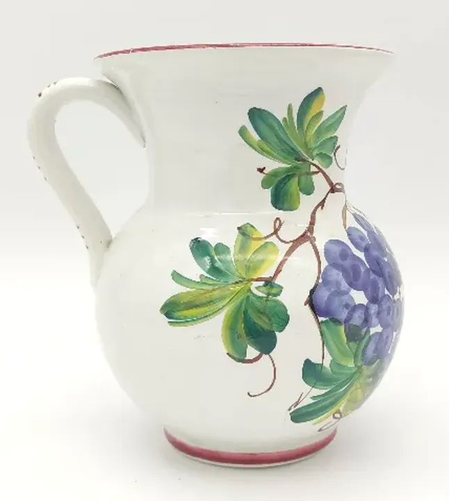 Keramik Krug mit Traubenmotive weiß  - Bild 1