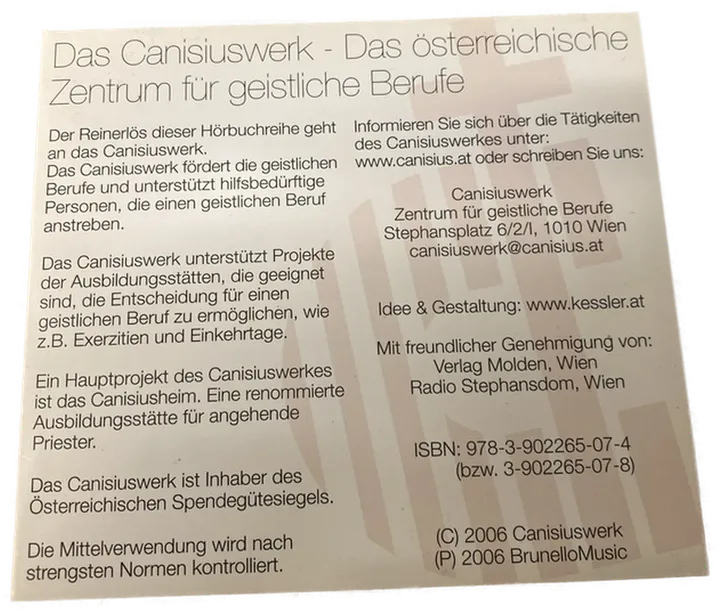 Hörbuch - Erzbischof Dr. Christoph Kardinal Schönborn - CD - Bild 2
