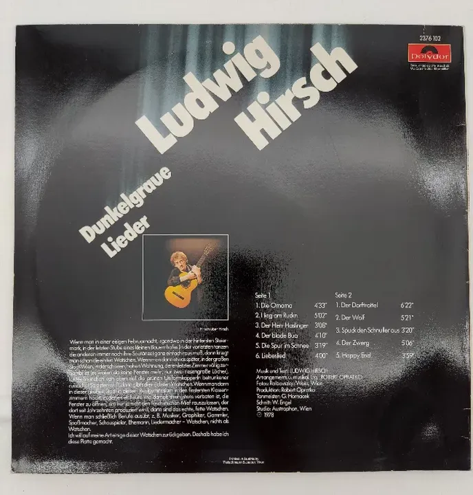 Langspielplatte - Ludwig Hirsch - Dunkelgraue Lieder - Bild 2