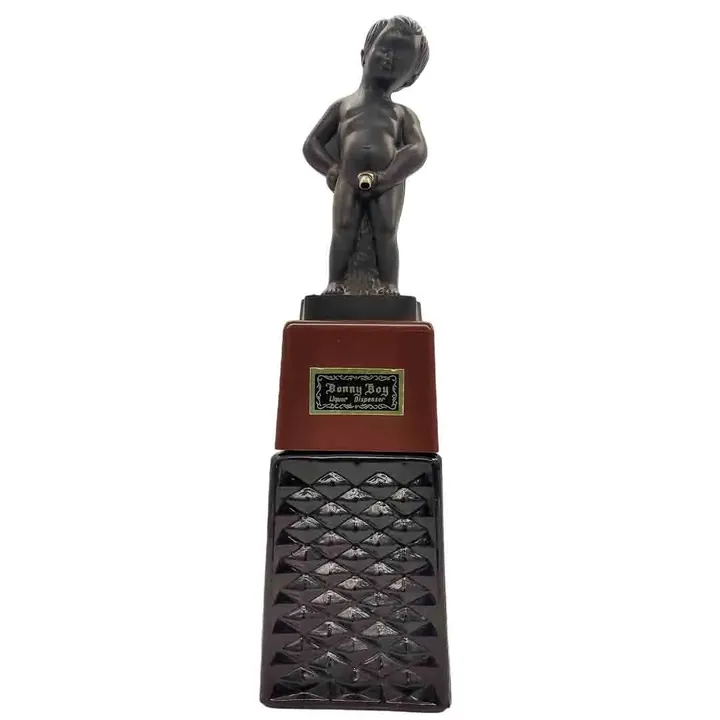 BONNY BOY LIKÖRSPENDER / SCHNAPSSPENDER, MANNEKEN PIS GOLD & SCHWARZ  - Bild 1