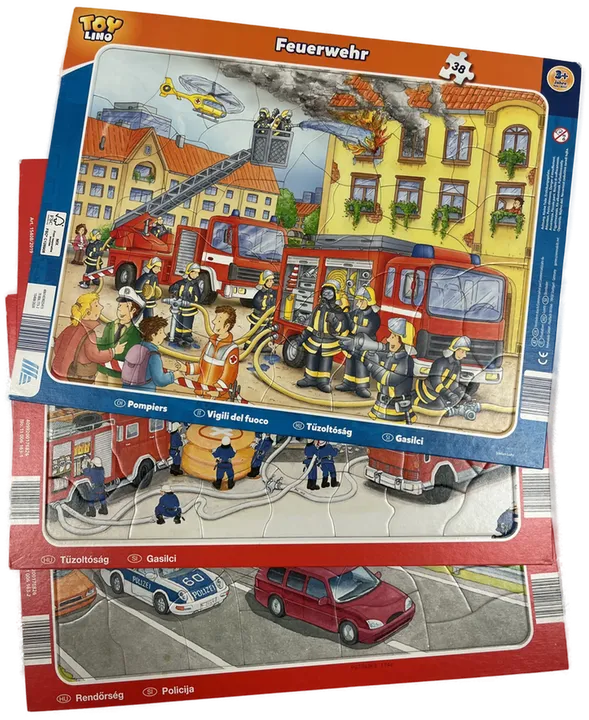 Kinderpuzzle (3er Pkg.) Polizei, Feuerwehr, Feuerwehr ab 3 Jahre - Bild 1