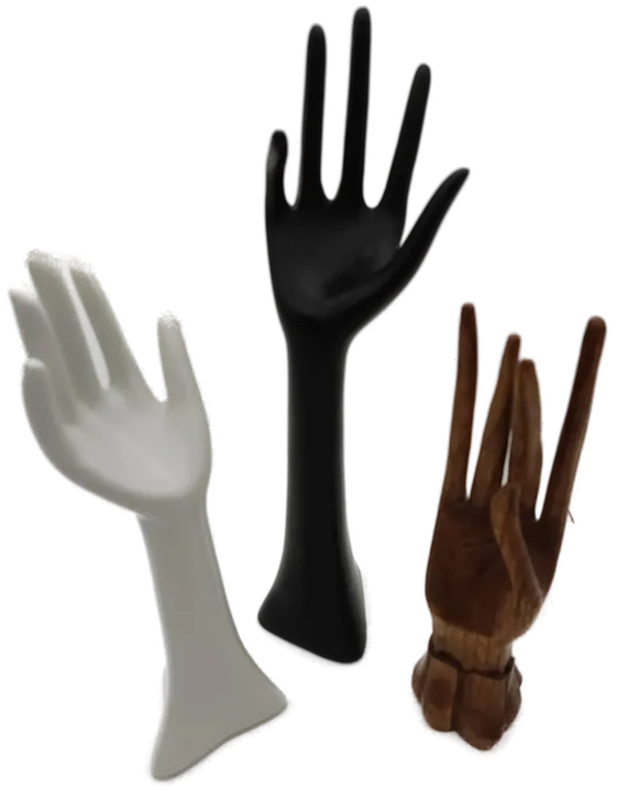 Hand-Finger Skulpturen Set in Weiß, Schwarz und Braun, Hochwertige Materialien - Bild 1