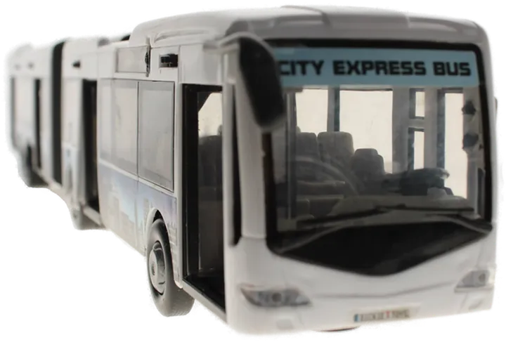 Dickie City Express Bus – Gelenkbus – ca. 45,5 cm – Weiß/Schwarz – Türen zu öffnen - Bild 1