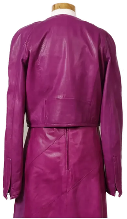 Cigno Nero Damen Zweiteiler Kleid mit Jacke aus Leder in pink Gr.36 - Bild 6