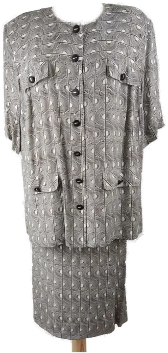 Kostüm kurzarm mit Rundhalsausschnitt, schwarz/weiß gemustert, Größe 46 - Bild 4