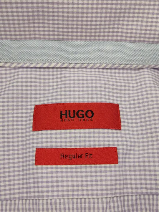 Hugo Boss Herren Hemd flieder/weiß kariert Gr. 44 (17.5) - Bild 2