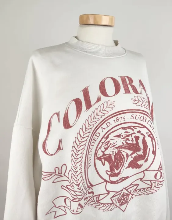 Bershka Damen Pullover mit COLORADO Print weiß/ rot - L  - Bild 2