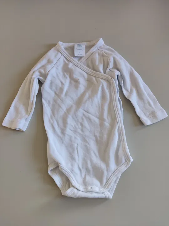 Sanetta Baby Body, langarm, V-Ausschnitt, weiß, Größe 62 - Bild 2