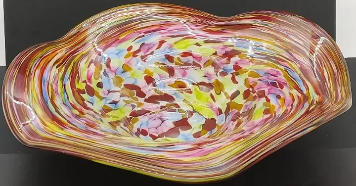 Bunte Kunst Glasschale im Taschentuch Design Ø ca 34cm - Bild 3