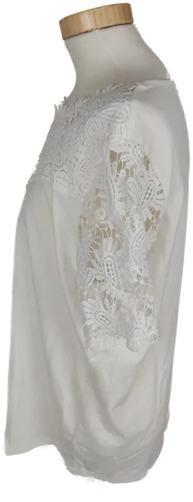Trendiges Damen T-Shirt mit Spitze, kurzarm, weiß, Größe 44 - Bild 2