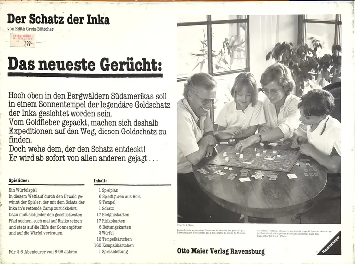 Der Schatz der Inka - Gesellschaftsspiel - Ravensburger 1987 - Bild 2