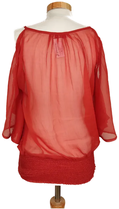 Orsay Damen Bluse rot transparent und schulterfrei - S/36 - Bild 2