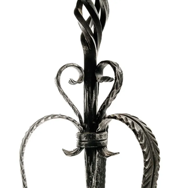 Antik-Schwarzer Kerzenständer aus Gusseisen, handgeschmiedet ca. 75 cm - Bild 3