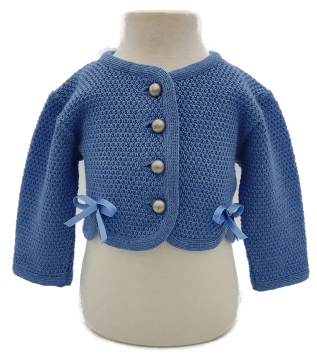 Alpenstrick Mädchen Bolero blau - 68 - Bild 1