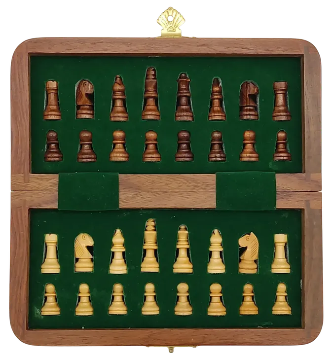 kompaktes magnetisches Reiseschachspiel aus Holz - Bild 3