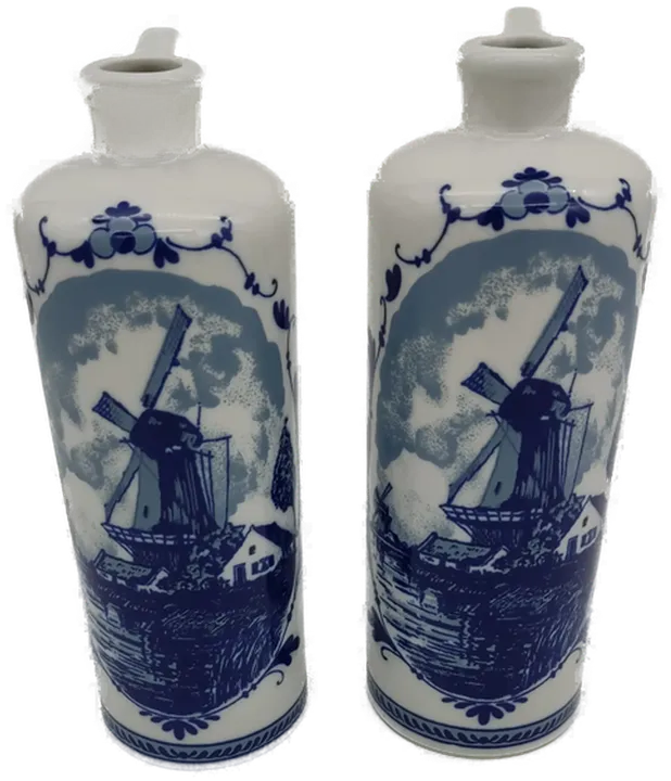 Lilien-Porzellan Essig & Öl-Krüge mit Windmühlen / Blau-Weiß - Bild 1