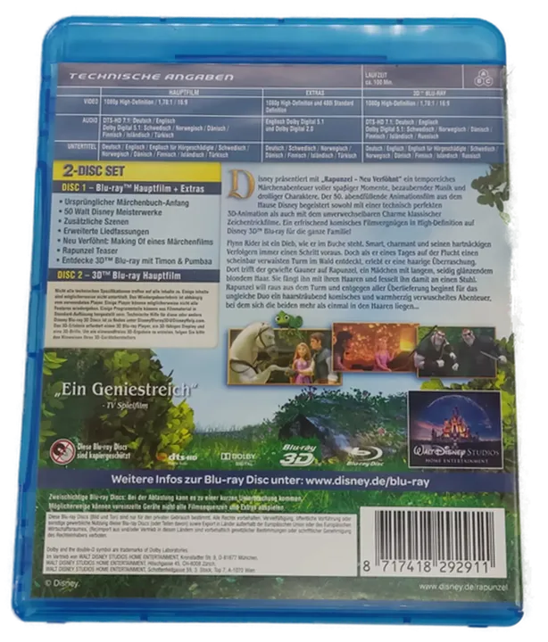 Blu-ray 3D 2 Disc Diesney Rapunzel 