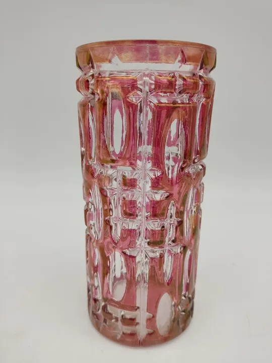 Blumenvase aus gepresstem Glas mit Struktur - Rosa - Bild 2