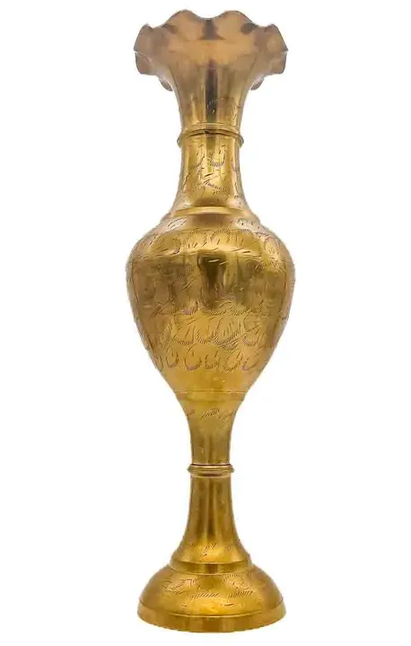 Deko Vintage Vase aus Messing mit Gravur - Bild 1