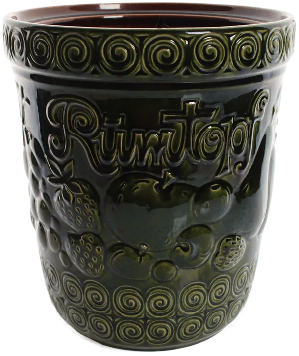 Vintage Rumtopf West Germany – Grünglasierter Keramiktopf mit Reliefdekor - Bild 2