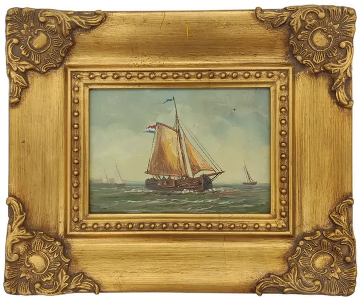 Maritimes Ölgemälde mit Segelschiff - Bild 1