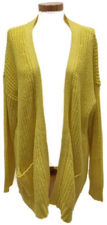 Lange Damen Grobstrickweste mit Seitentaschen, Gelb, Gr. M - Bild 1