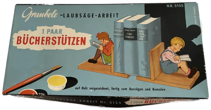 Graubele Graupner Laubsägearbeit Bücherstützen - Bild 1