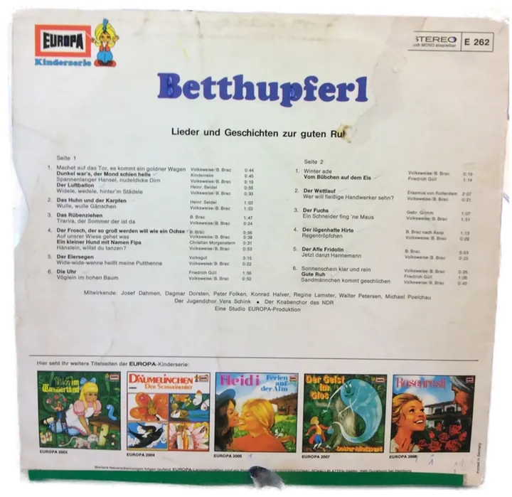 LP Schallplatte - Betthupferl - Kinderlieder und Geschichten zur guten Ruh - Bild 2