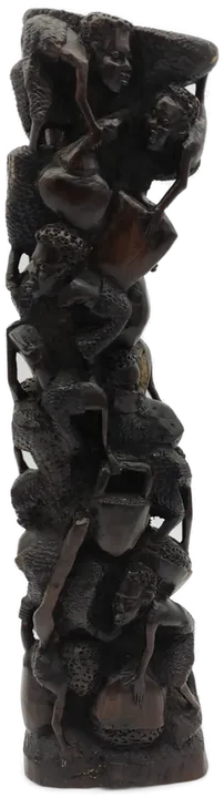 Makonde Lebensbaum Ebenholzfigur schwarz - Bild 1