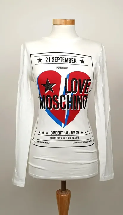 Love Moschino Langarmshirt weiß Gr. 36 - Bild 1