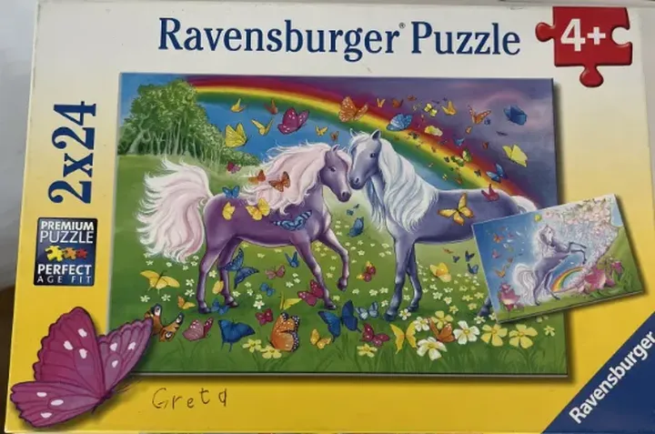 RAVENSBURGER Puzzle Regenbogenpferde 2x24 ab 4 Jahre - Bild 1