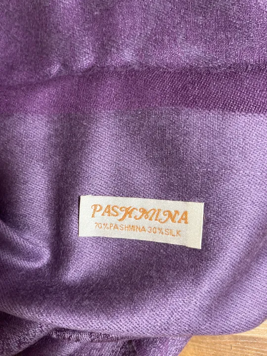 PASHMINA Schal 70% Pashmina 30% Seide lila 180x65 cm - Bild 2
