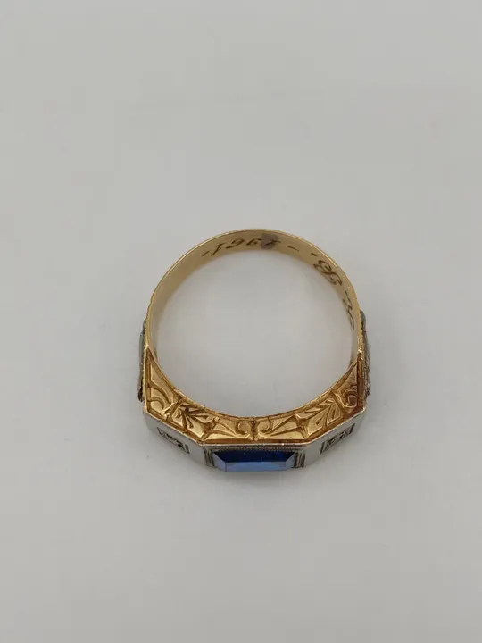 Vintage-Ring aus Gold 18 Karat mit blauem Stein - Bild 8