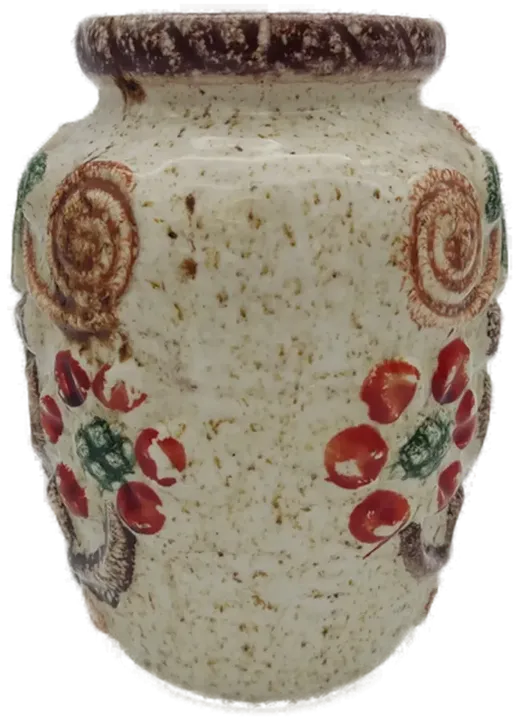 Keramik Vase in beige mit bunter Bemalung - Bild 3