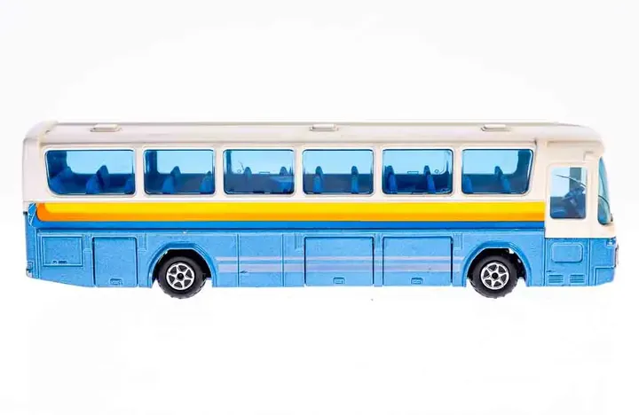 Majorette Mercedes blau/weiß/orange/gelb 1:55 - Bild 2