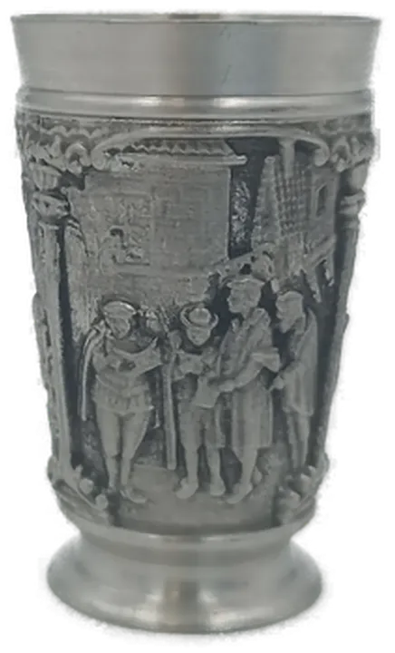 Zinnkaraffe und Zinnbecher für Schnaps/Likör (7-teilig) - Bild 6